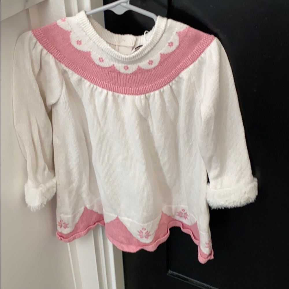 Pink and white winter dress